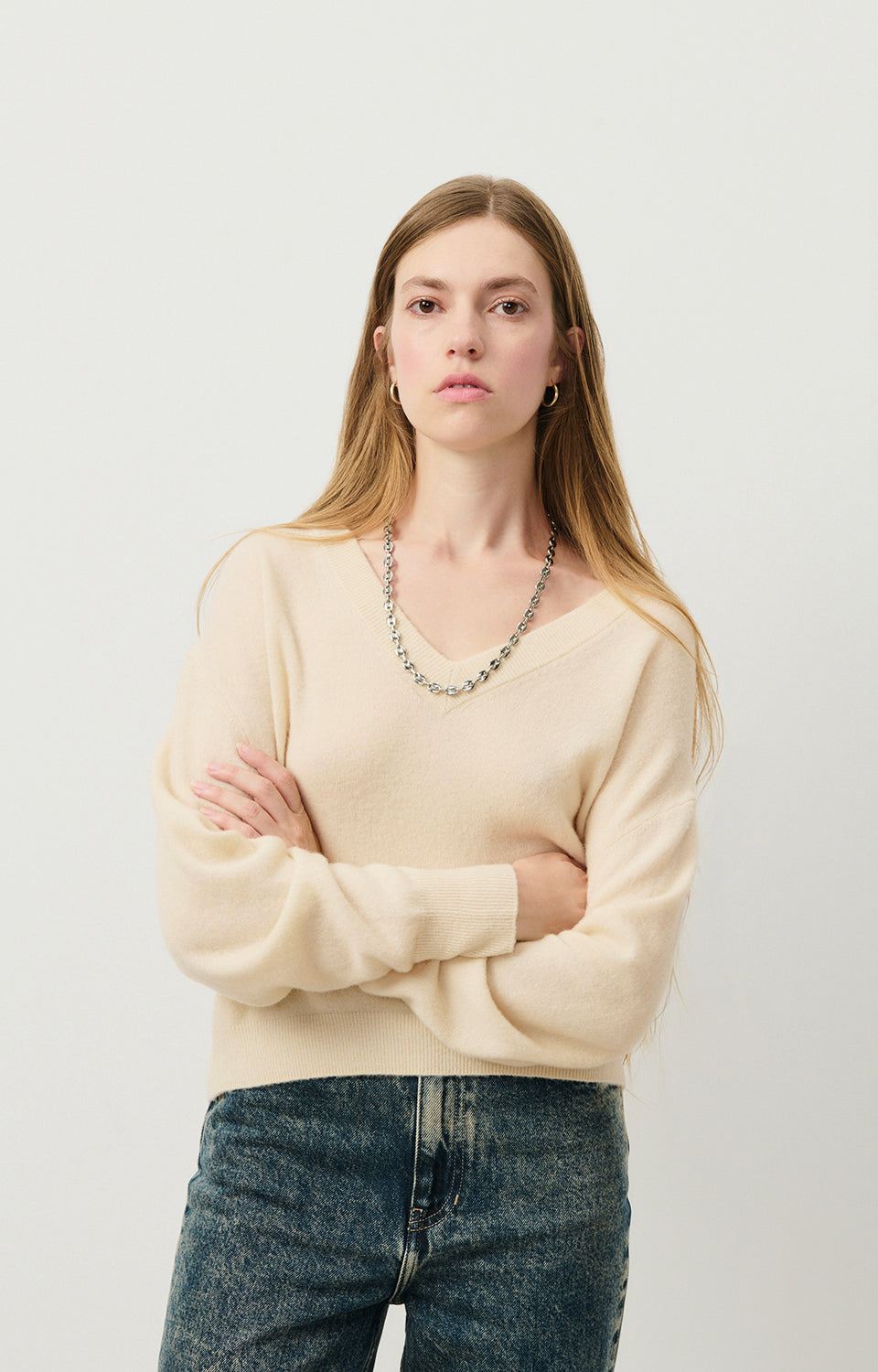 Women White Wool Sweater