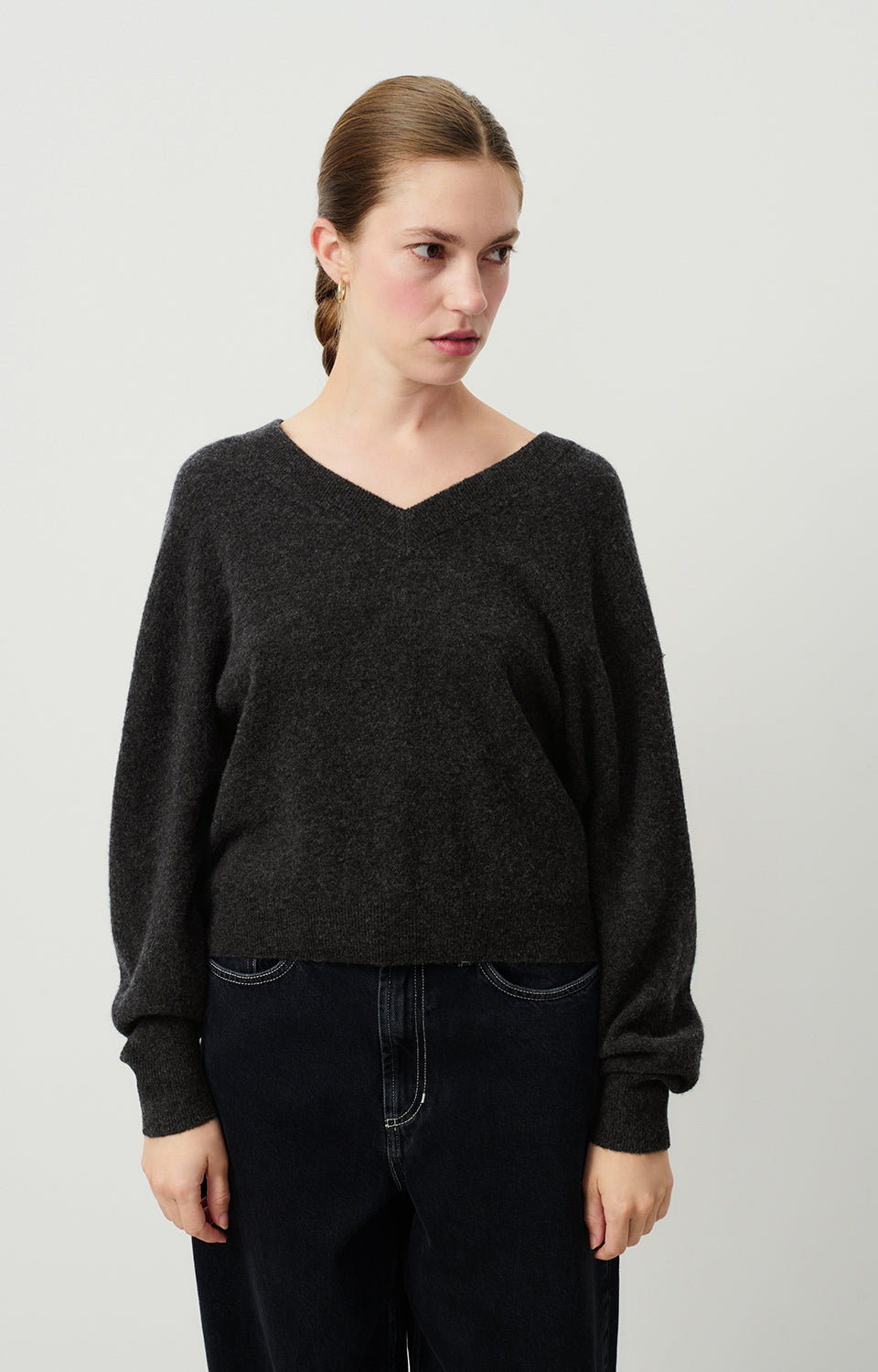 Women Charcoal Wool Sweater