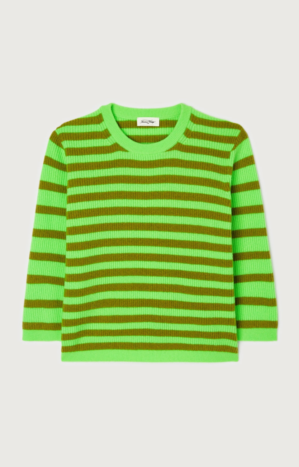 Women Green Stripes Knit Sweater