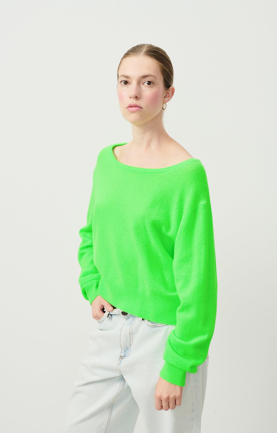 Women Fluo Green Wool Sweater