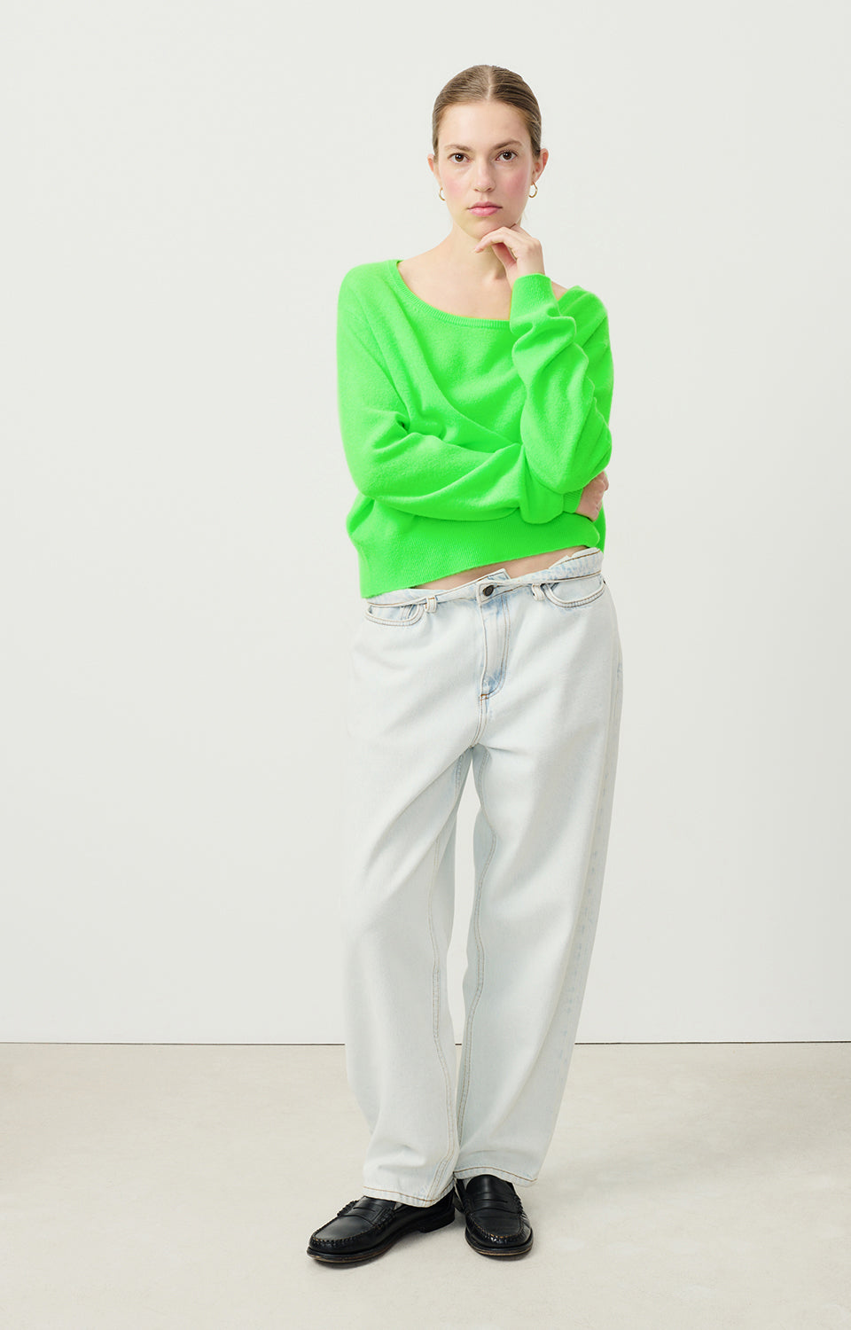 Women Fluo Green Wool Sweater