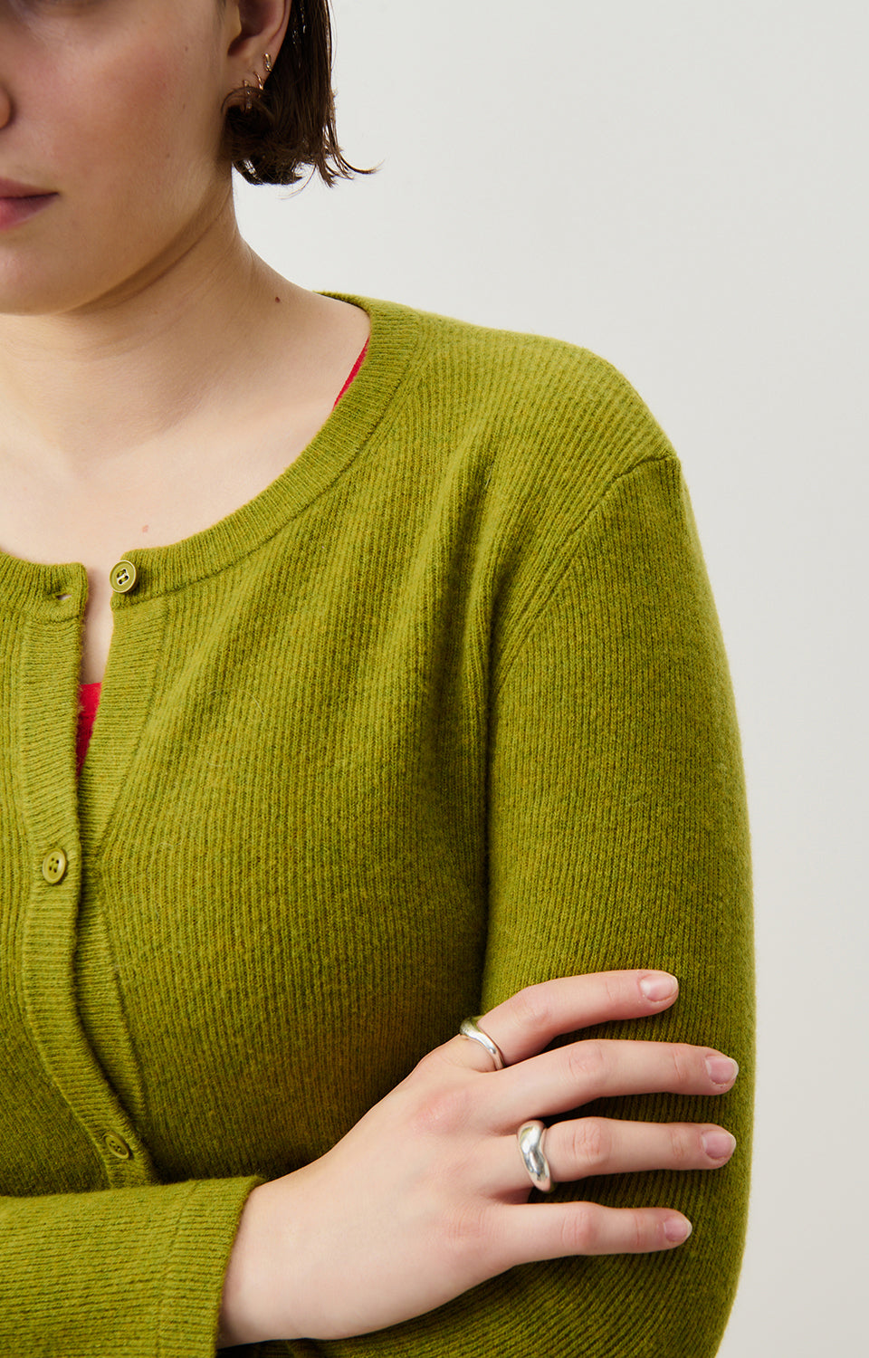 Women Olive Wool Cardigan