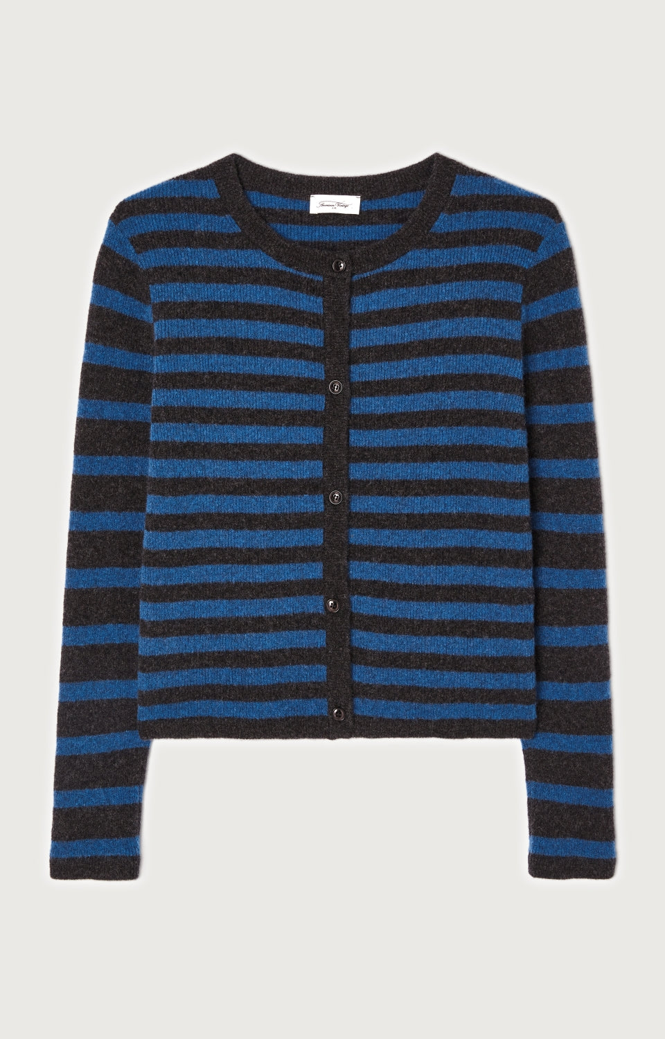 Women Blue Stripes Wool Cardigan