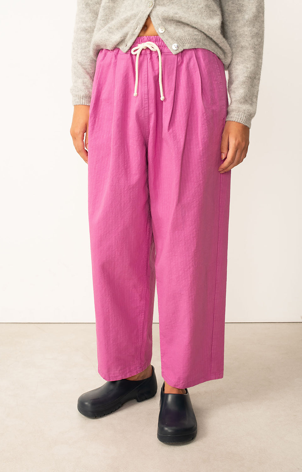 Women Pink Stripes Cotton Trousers