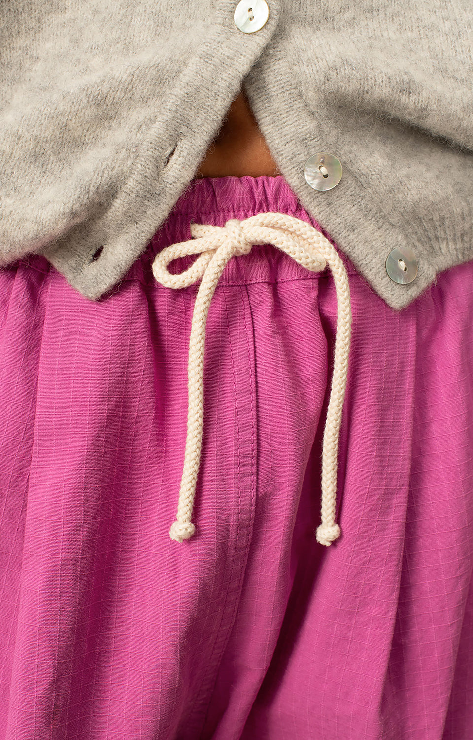 Women Pink Stripes Cotton Trousers
