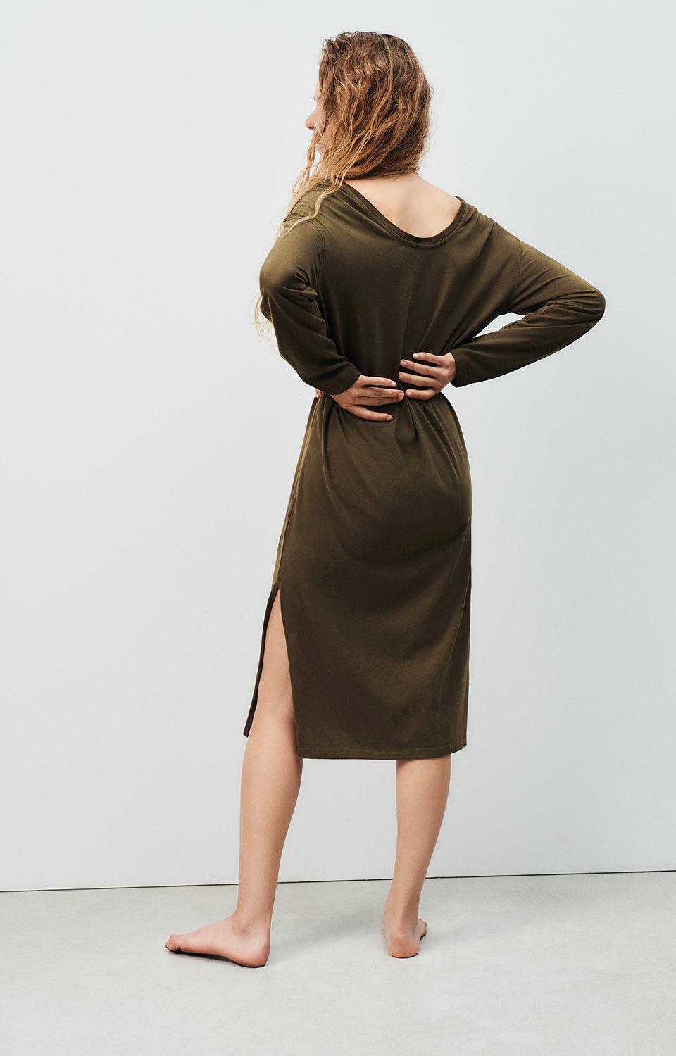 Women Khaki Cotton Dress