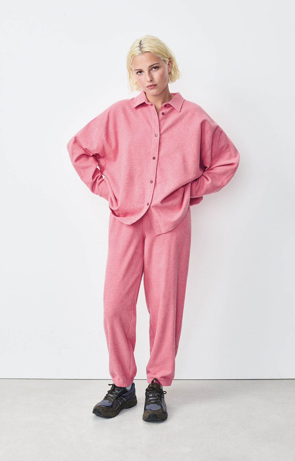 Women Pink Cotton Trousers