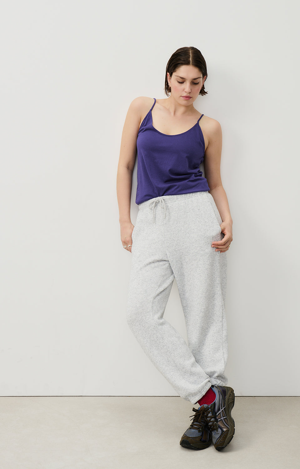 Women Purple Strap Cotton Vest