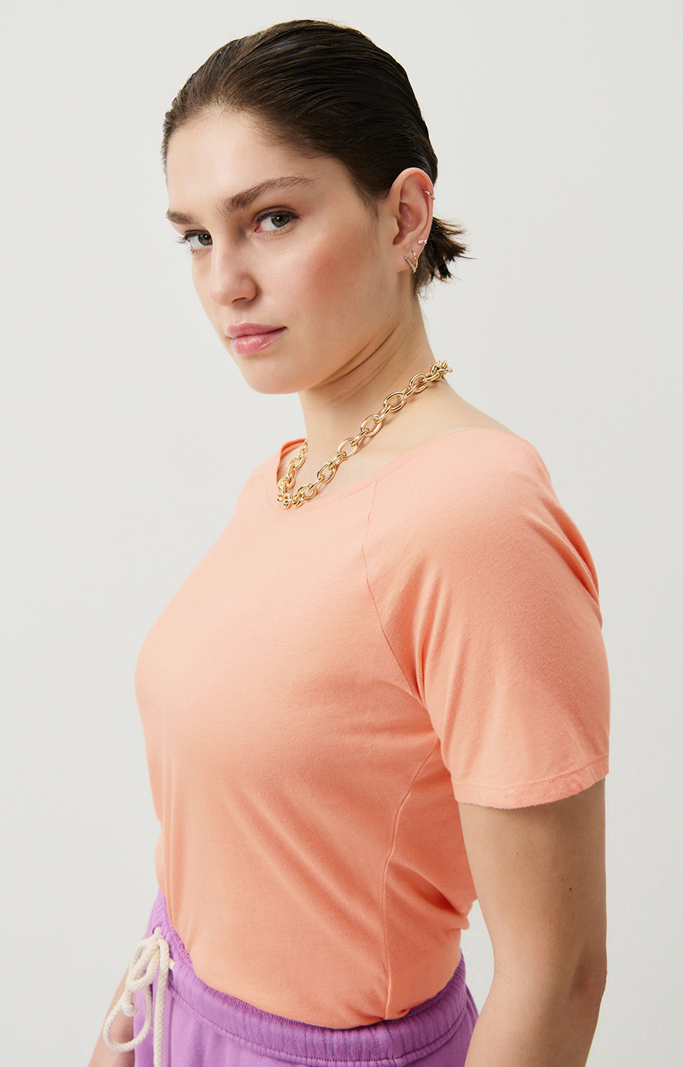 Women Light Pink Cotton T-Shirt