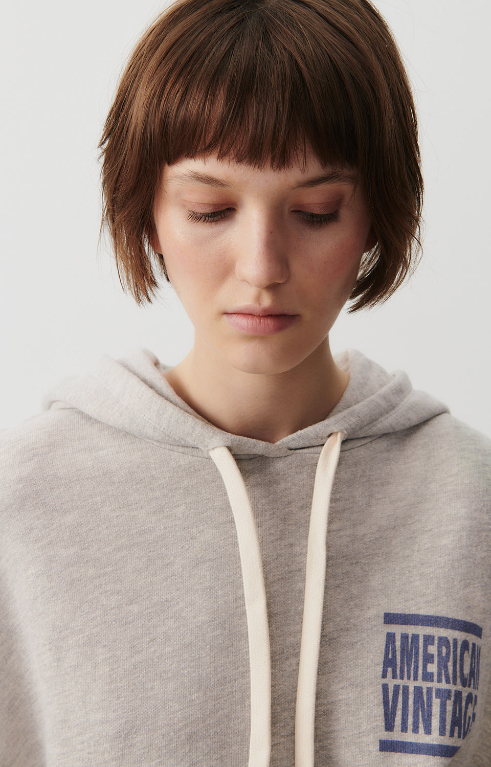 Women Grey Hooded Cotton Sweatshirt