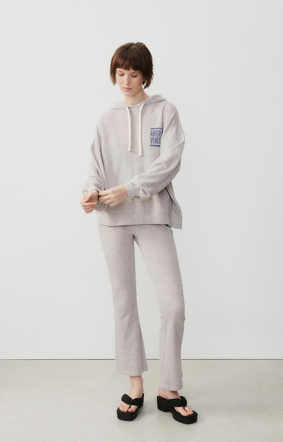 Women Grey Hooded Cotton Sweatshirt