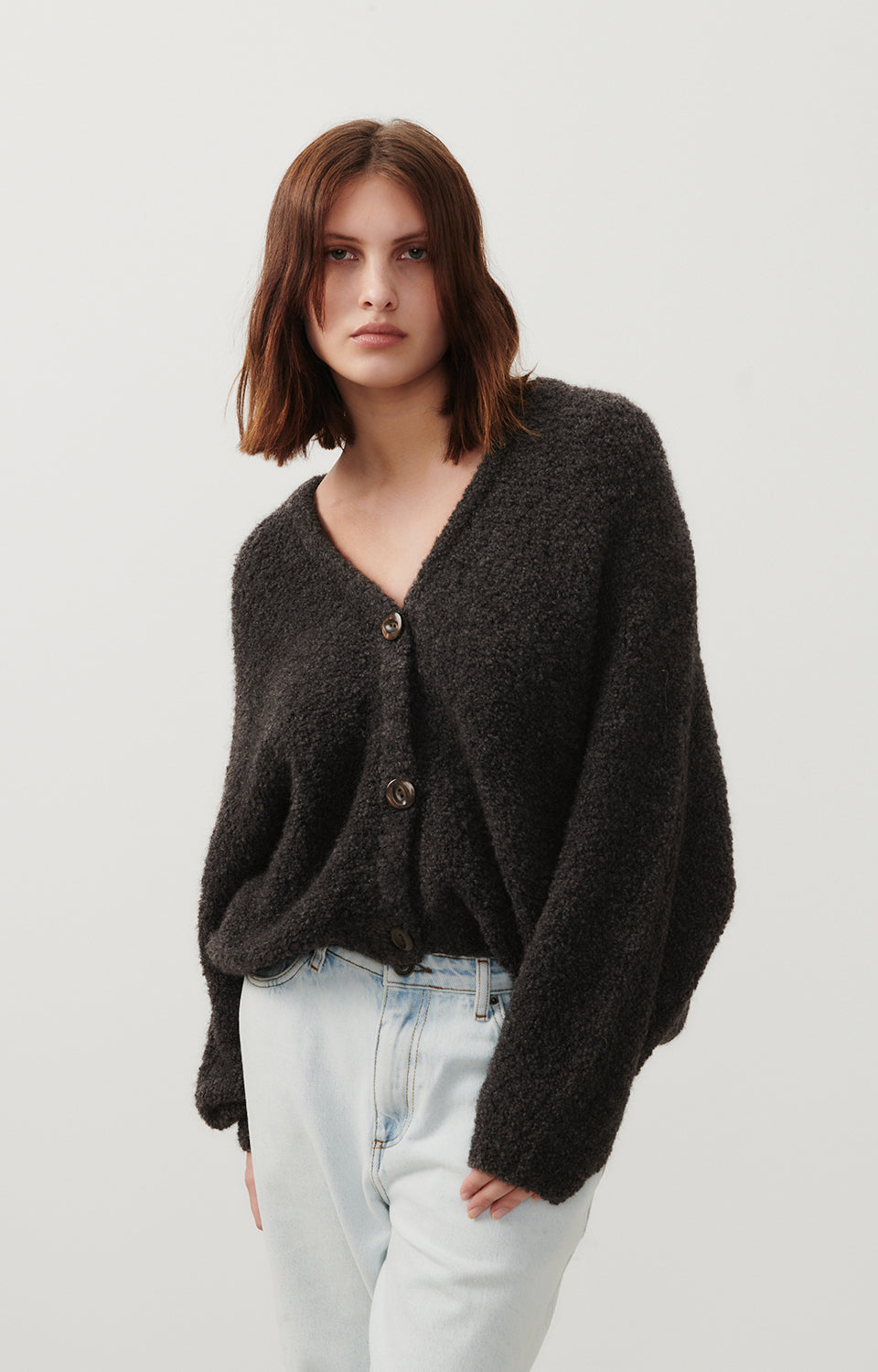 Women Dark Grey Knit Cardigan