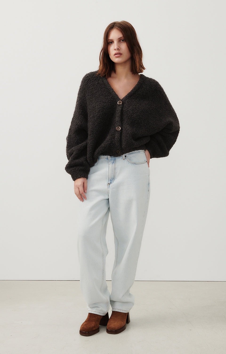 Women Dark Grey Knit Cardigan