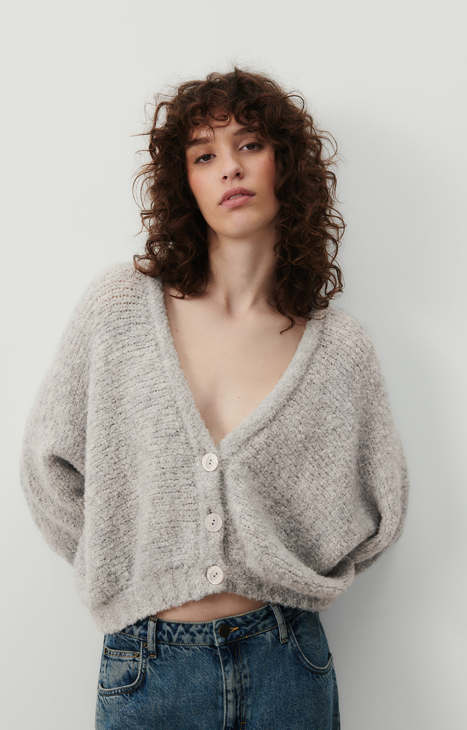 Women Grey Knit Cardigan