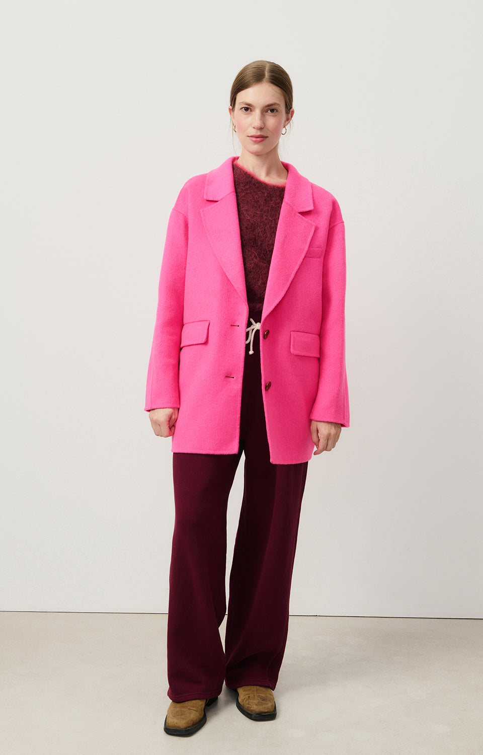 Women Fuchsia Wool Coat