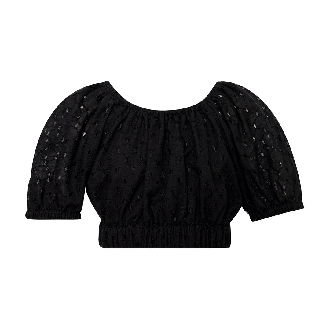 Girls Black Cotton Crop Top