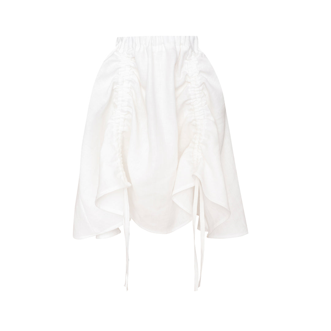 Girls White Drawstring Skirt