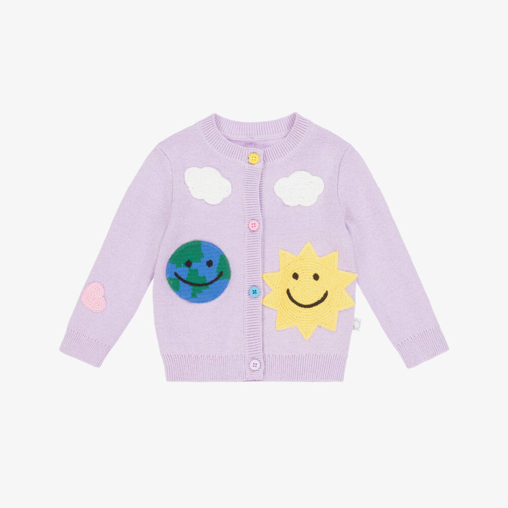 Baby Girls Purple Knit Cotton Cardigan