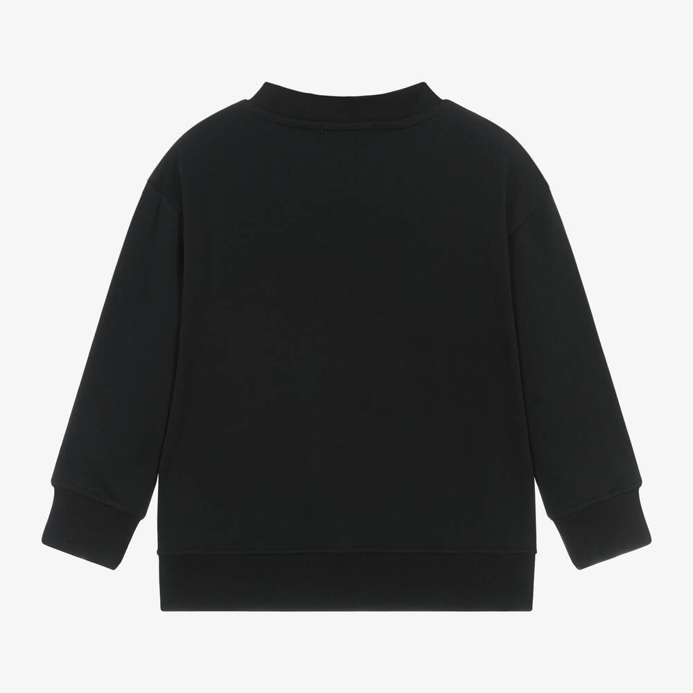 Boys Black Logo Cotton Sweatshirt