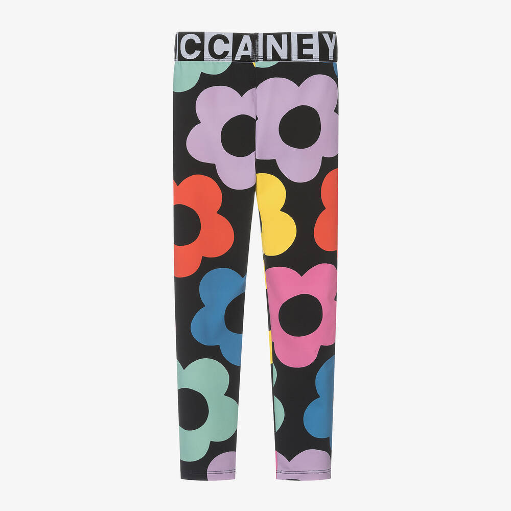 Girls Black Flower Leggings