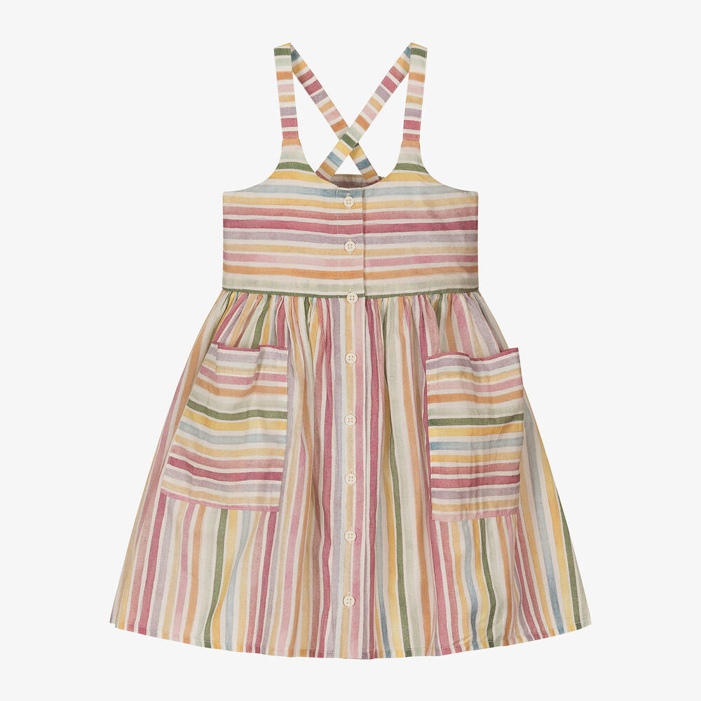 Girls Multicolor Stripes Cotton Dress