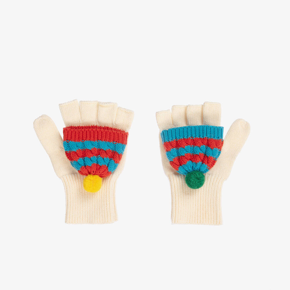 Boys & Girls White Knitted Snowman Cotton Gloves