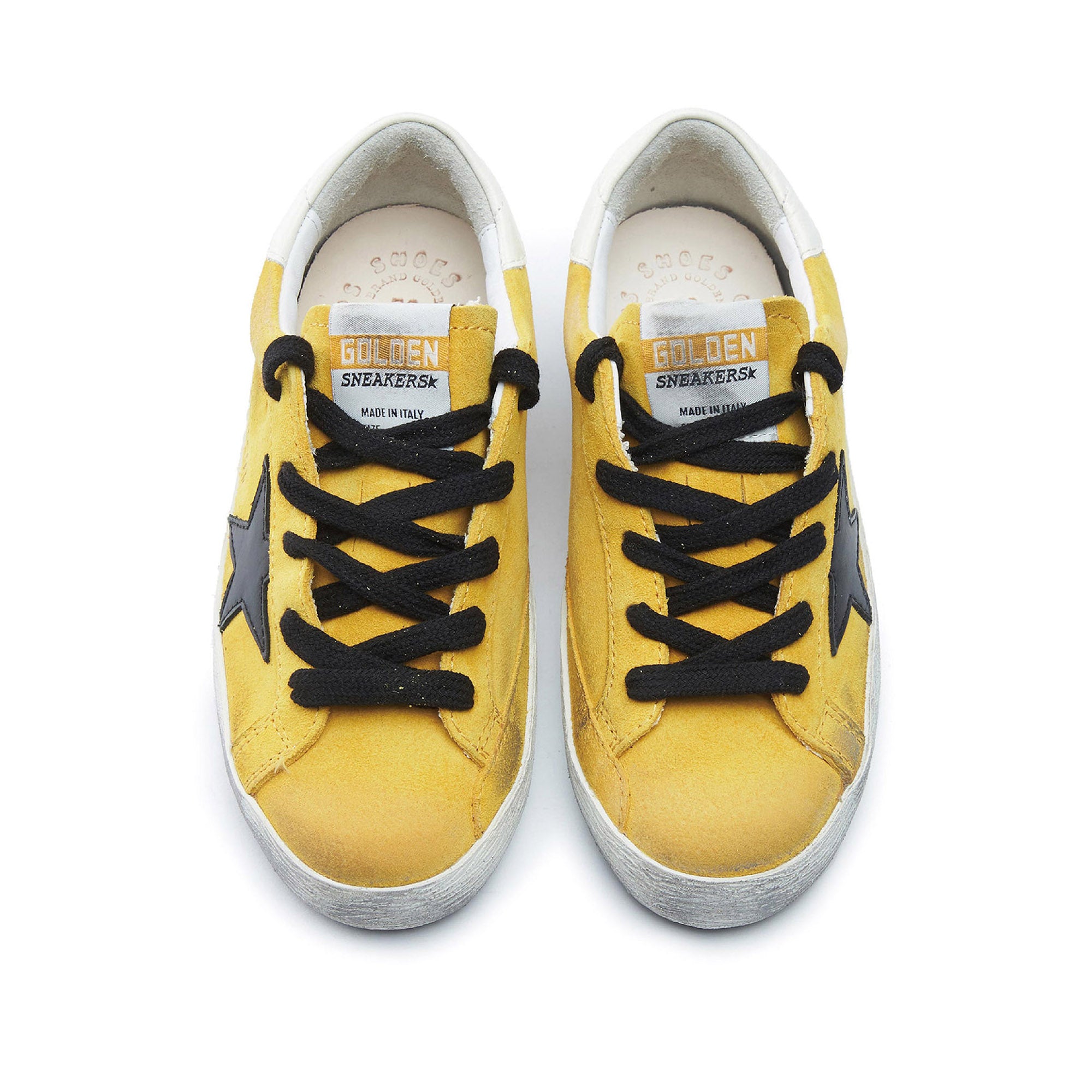 Boys & Girls Yellow & Black Star Leather Shoes