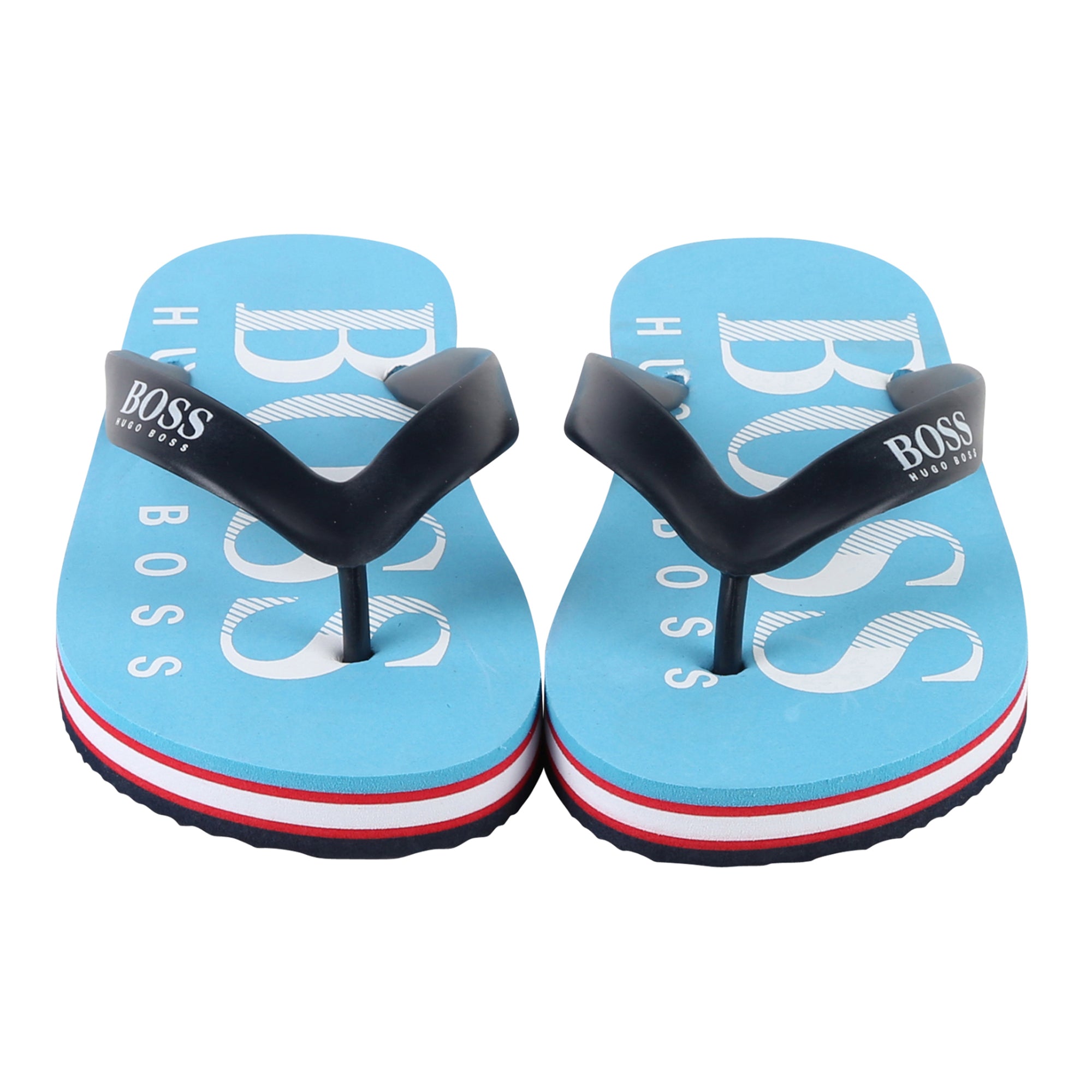 Boys Logo Printed Turquoise Flip Flops