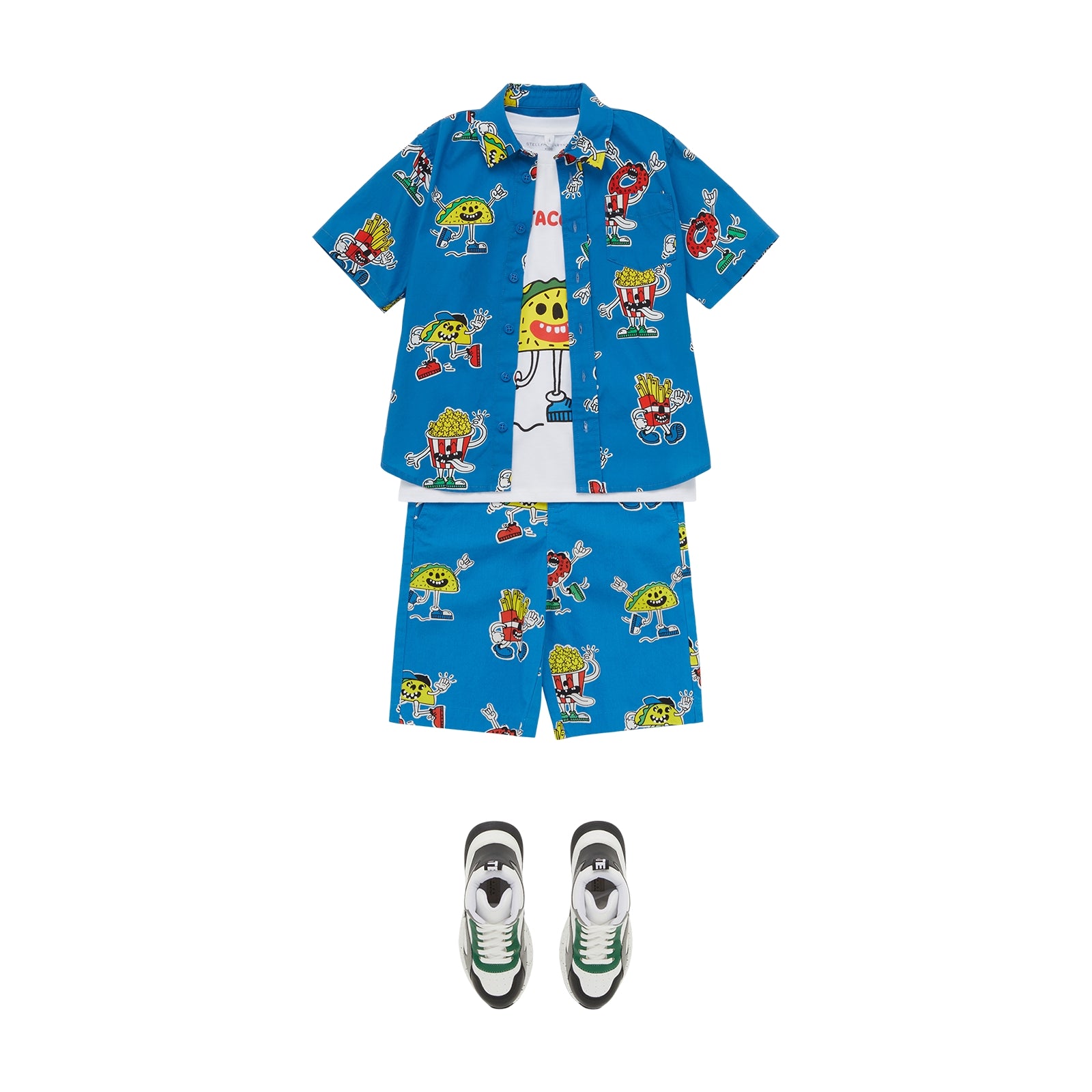 Boys Blue Printed Cotton Shorts