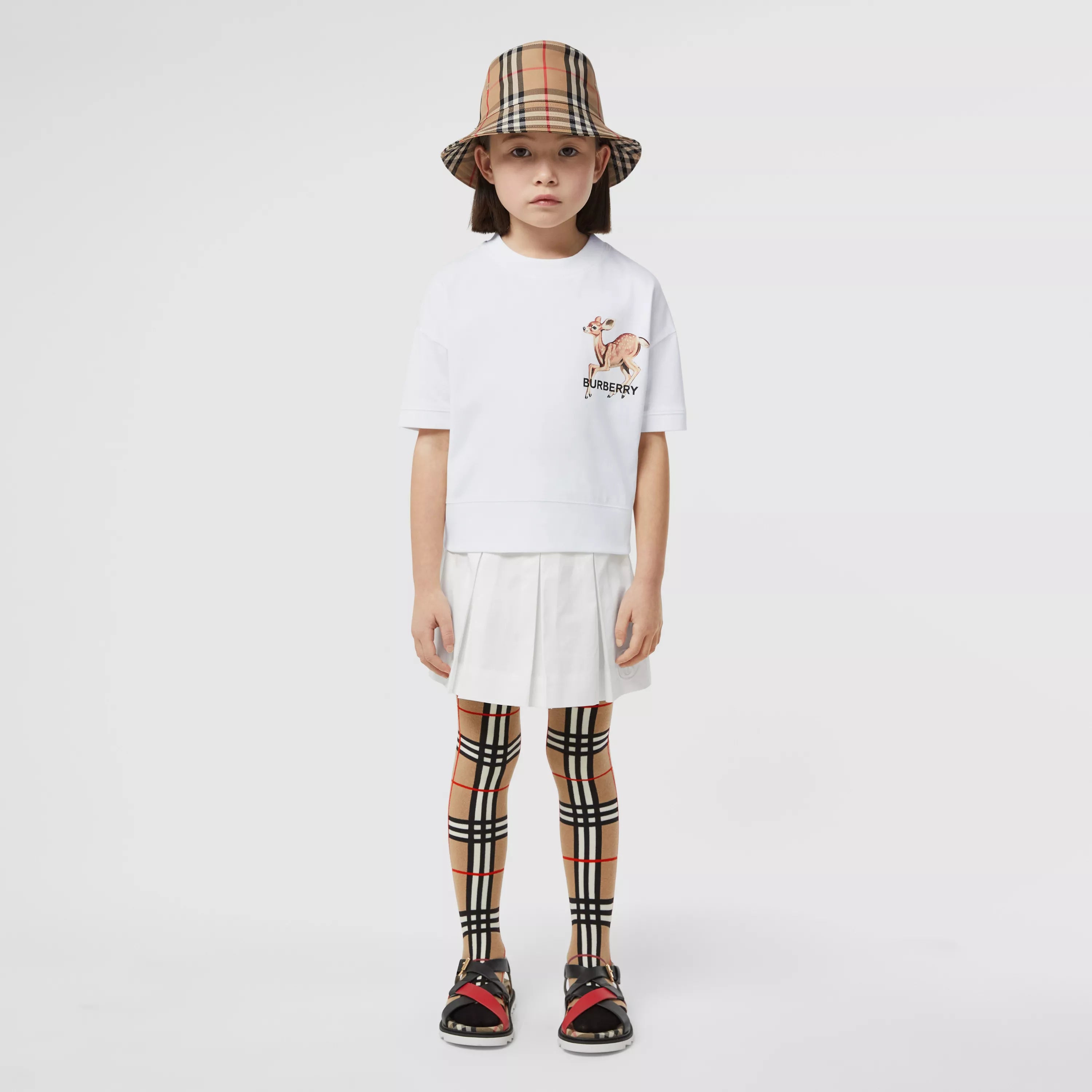 Boys & Girls White Deer Cotton T-Shirt