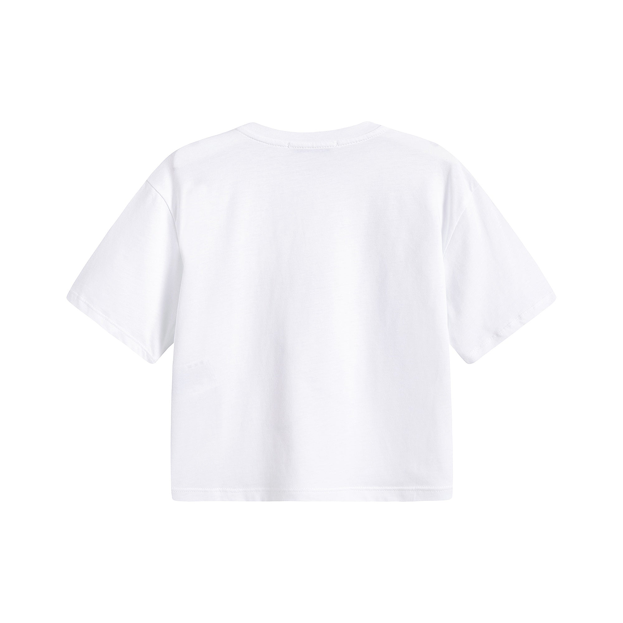 Girls White Glitter Logo Cotton T-Shirt