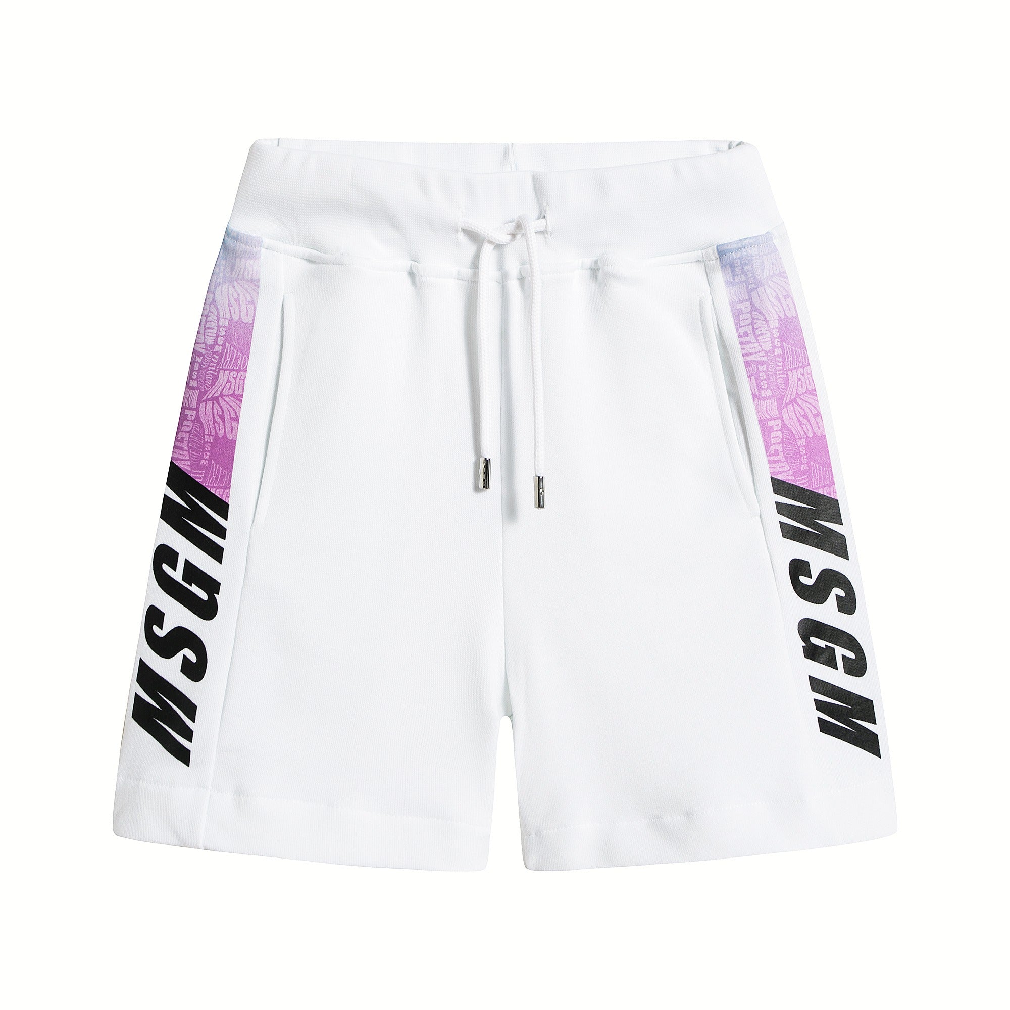 Boys White Logo Fleece Cotton Shorts