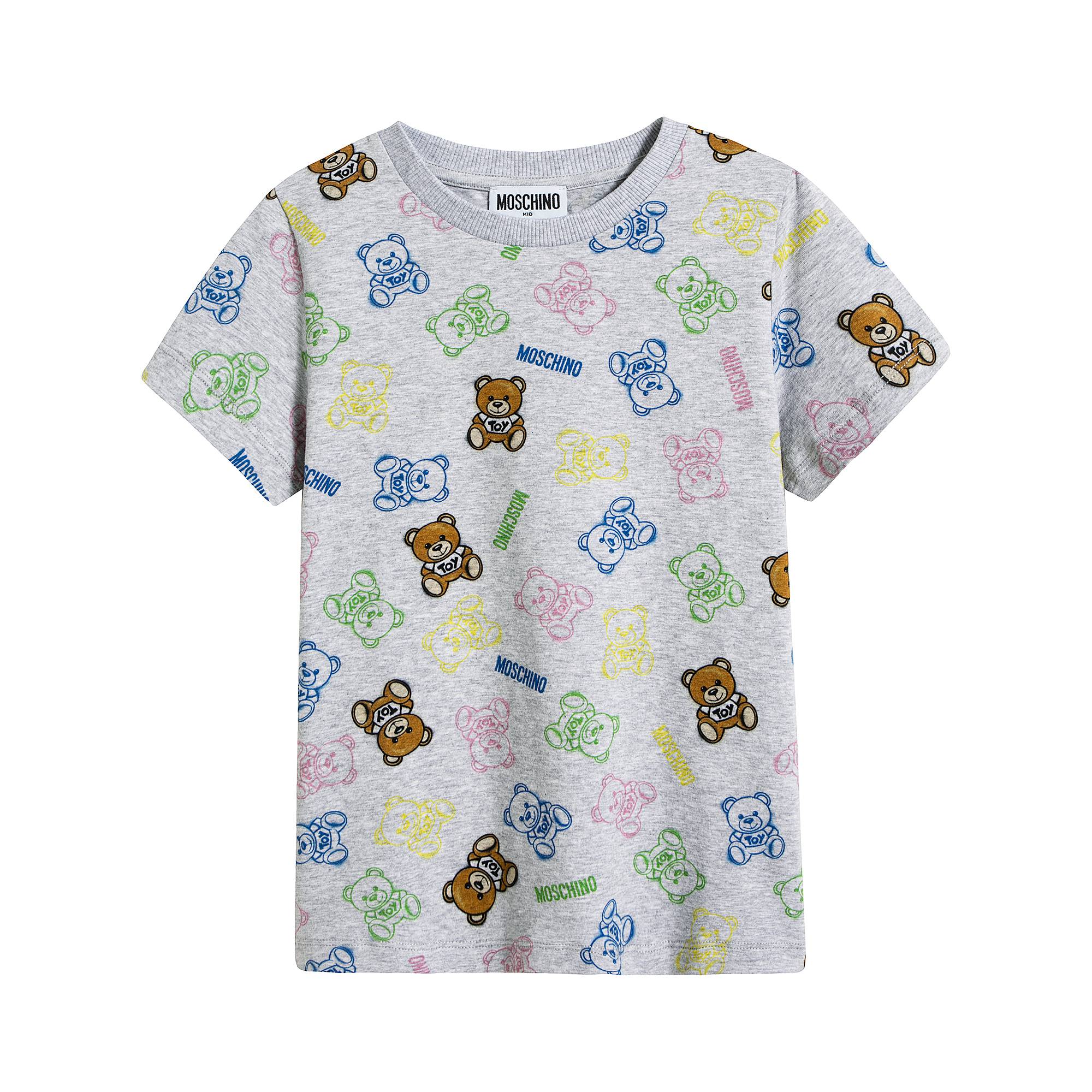 Boys & Girls Grey Print Cotton T-Shirt