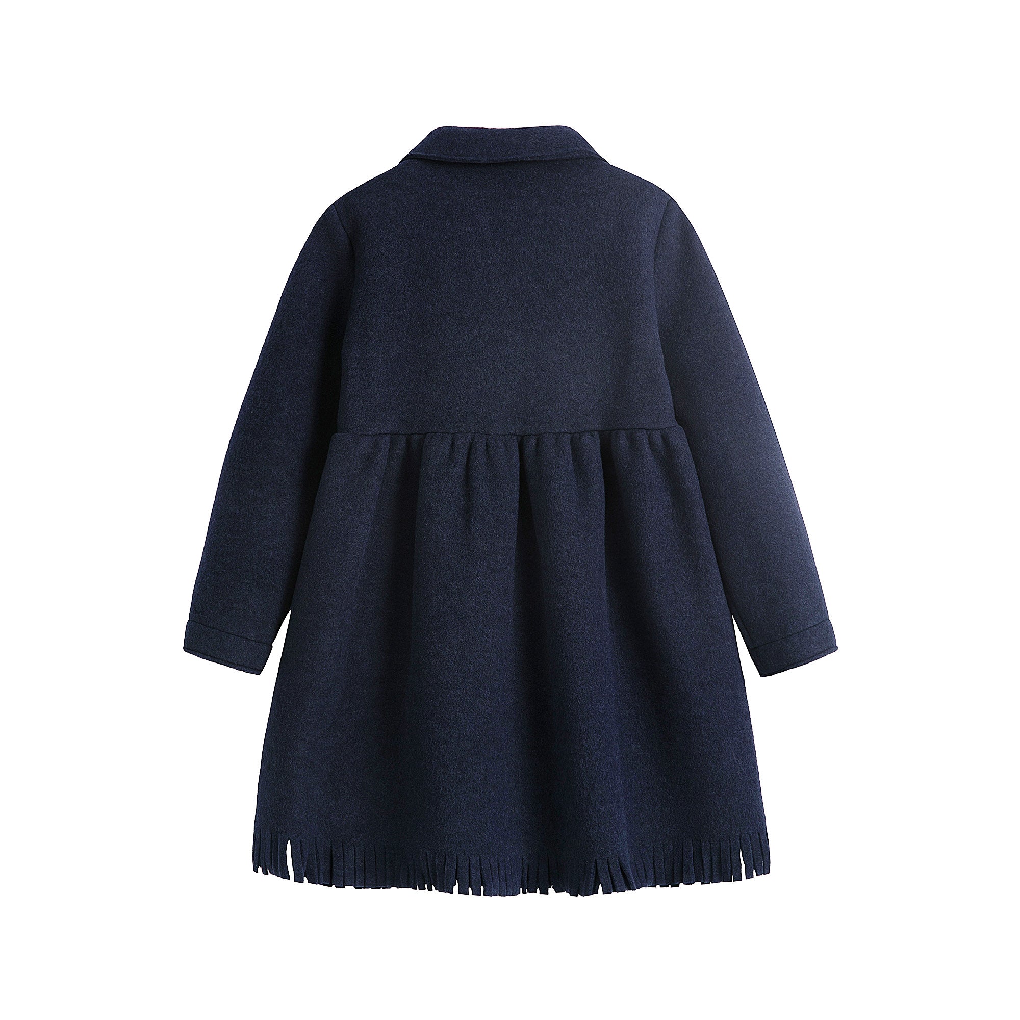 Girls Blue Fringed Fleece Coat