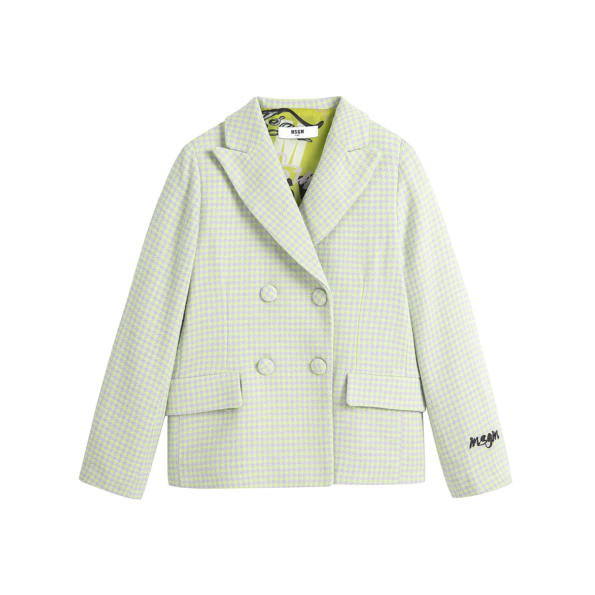 Girls Green Check Suit Coat