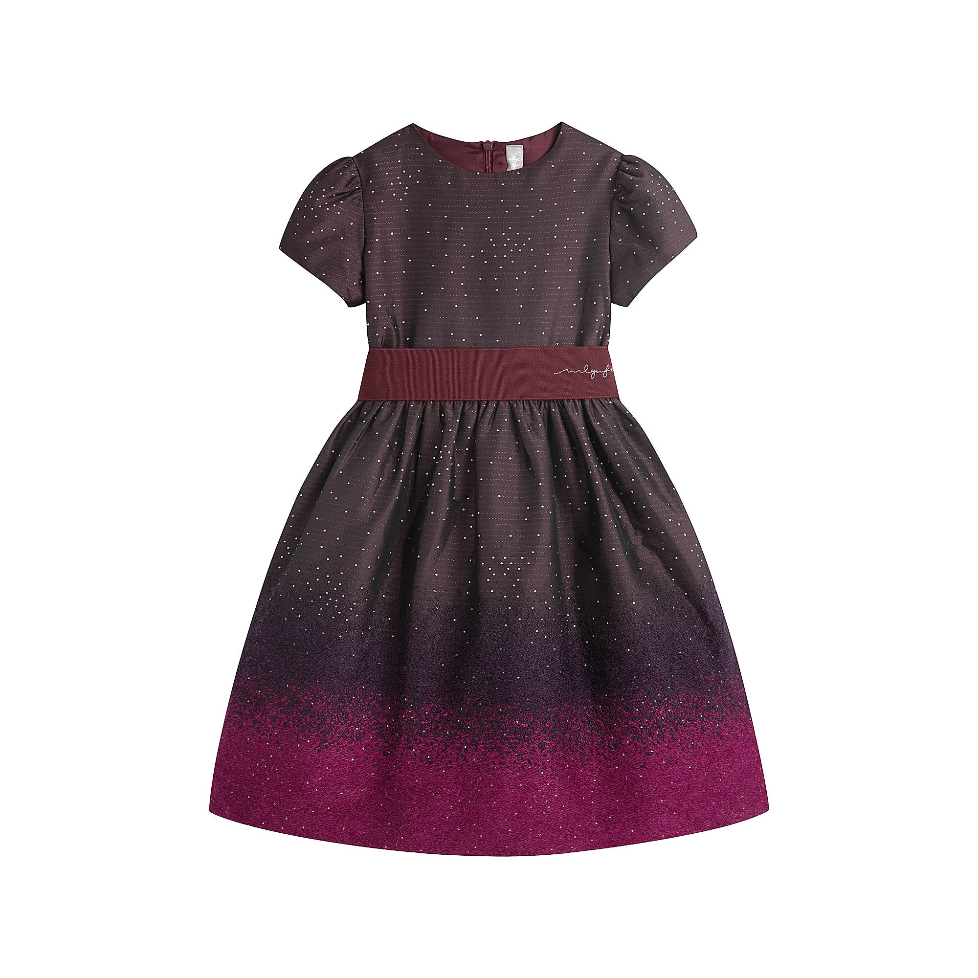 Girls Wine Red Glitter Dress