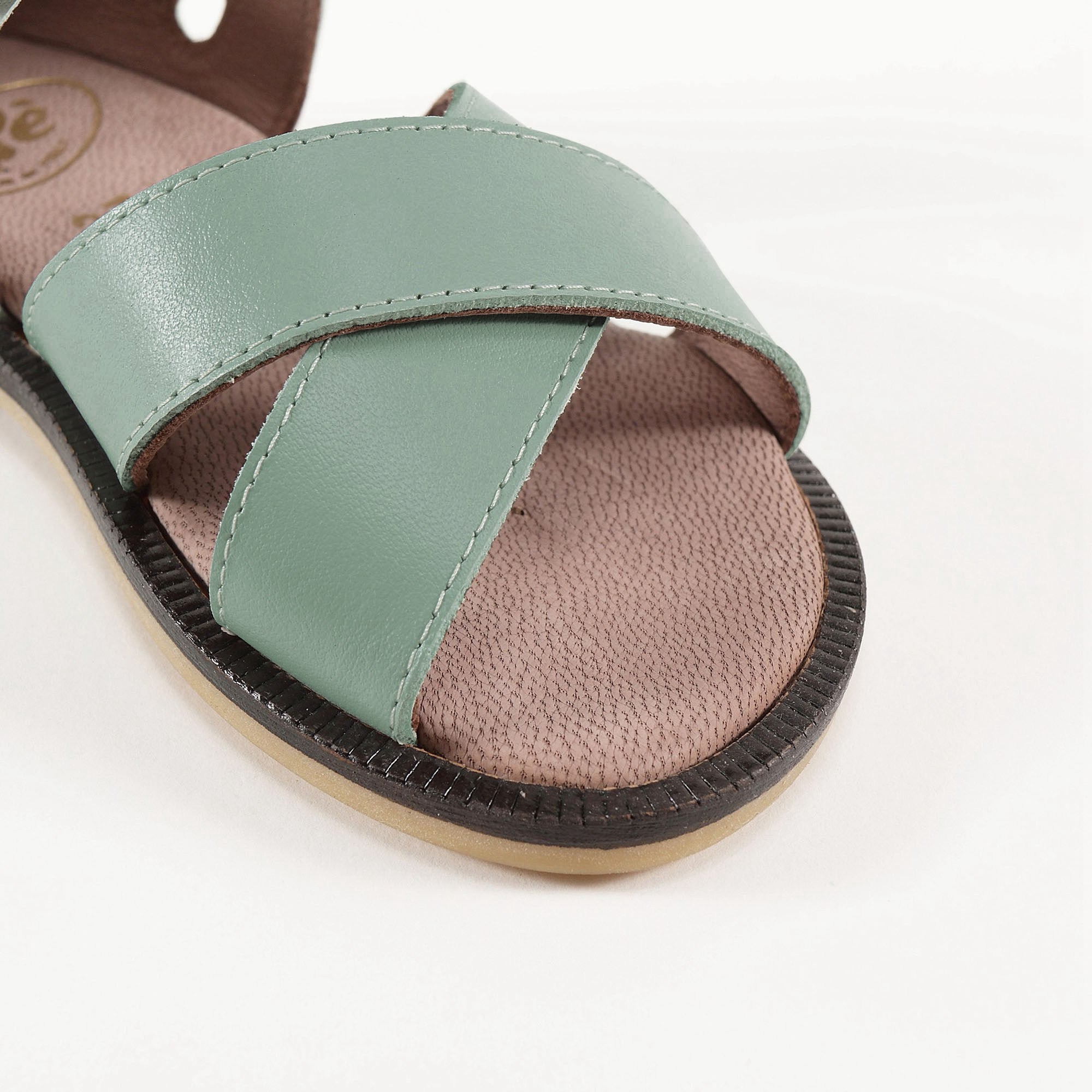 Girls Light Green Leather Sandals