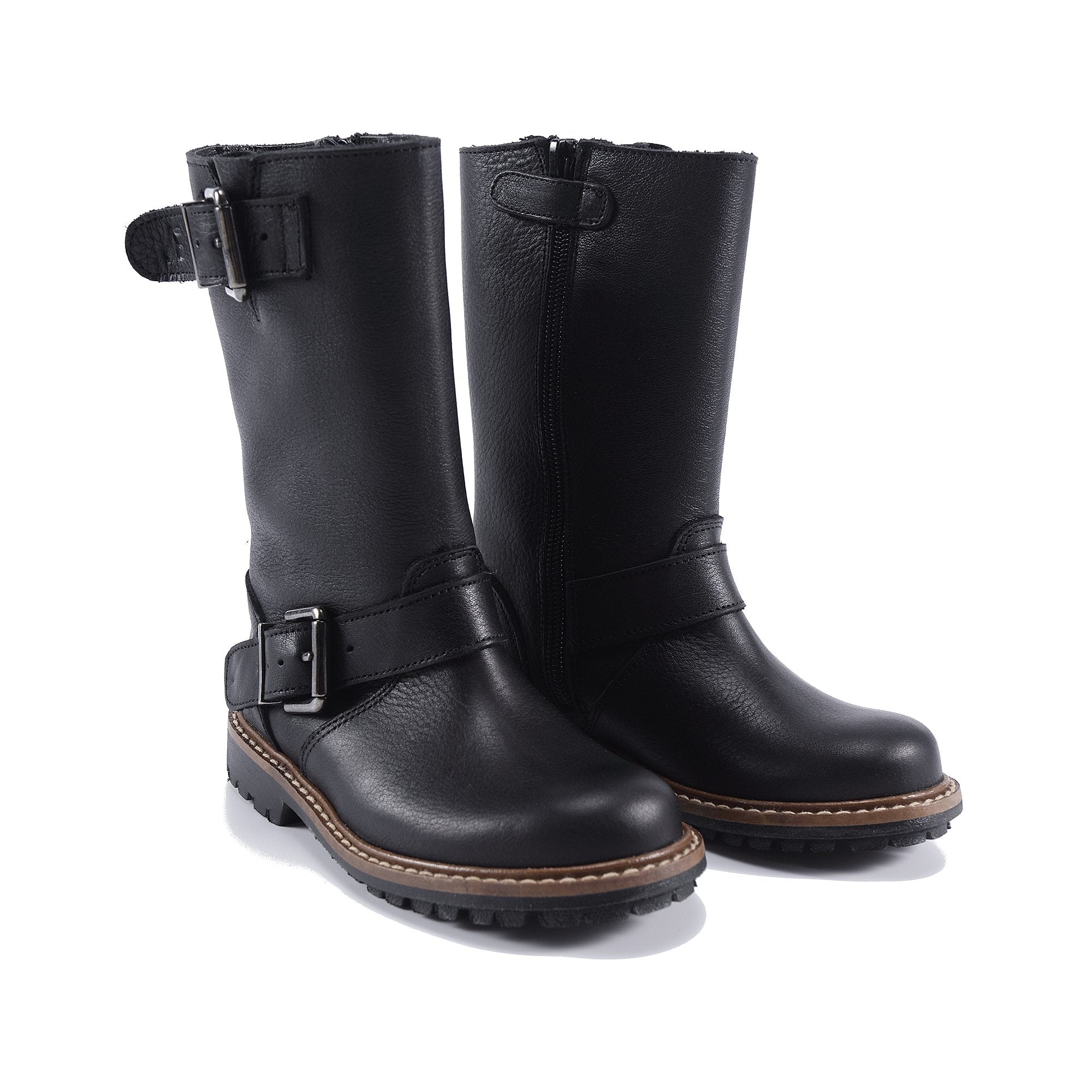 Boys & Girls Black Calf Skin Boots