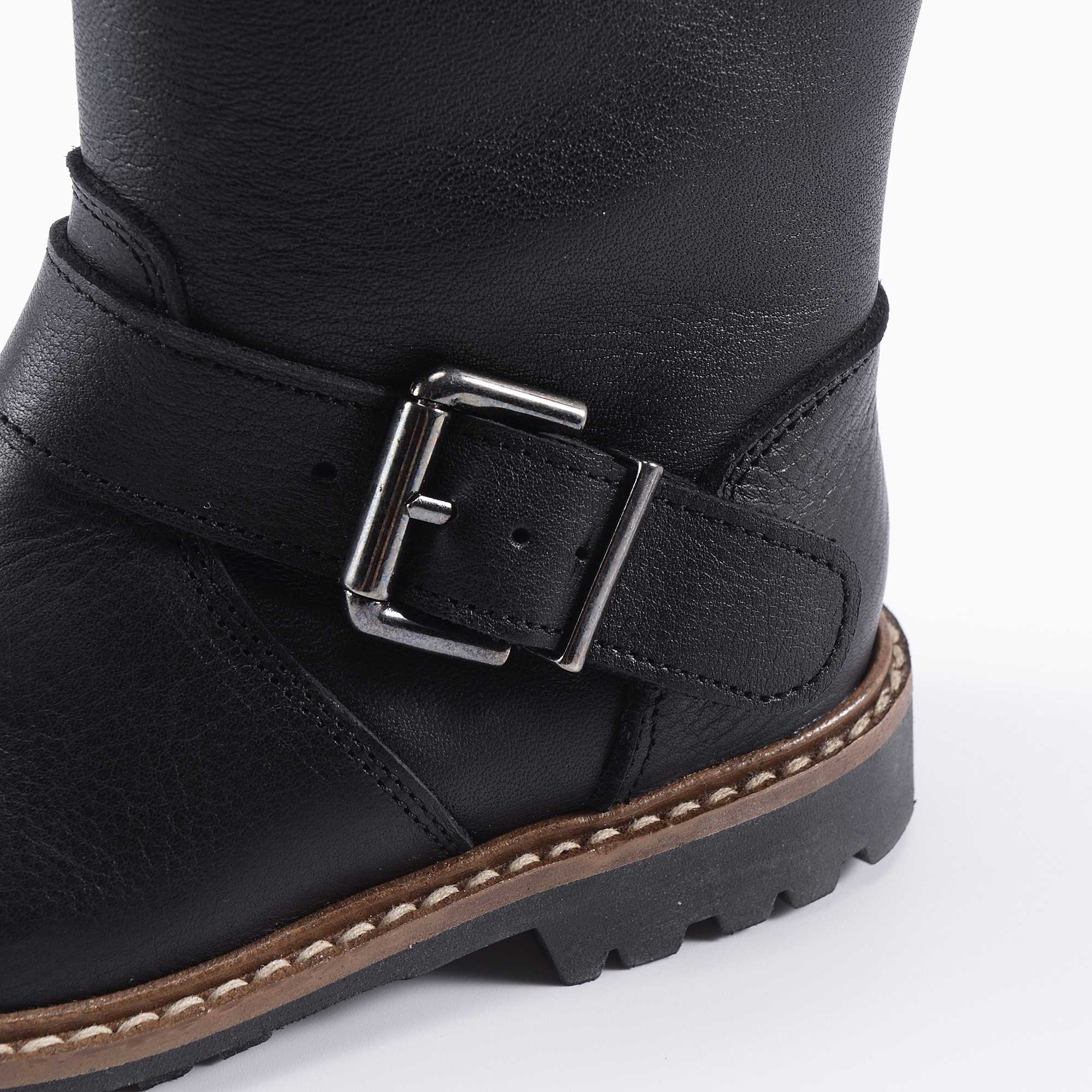 Boys & Girls Black Calf Skin Boots