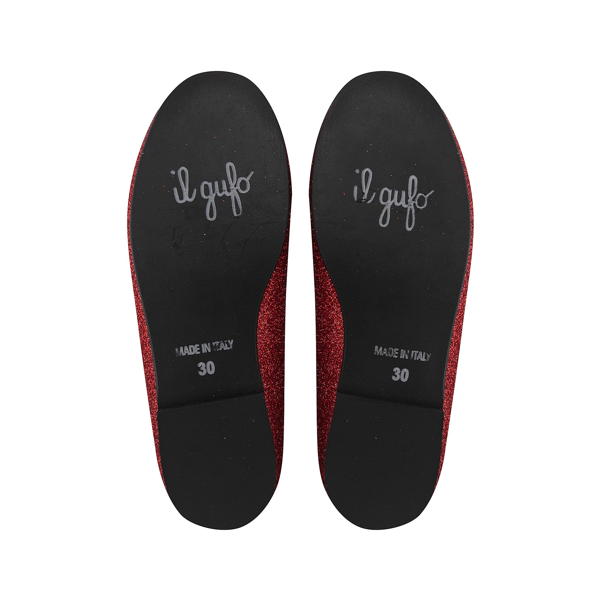 Girls Red Glitter Flat Shoes
