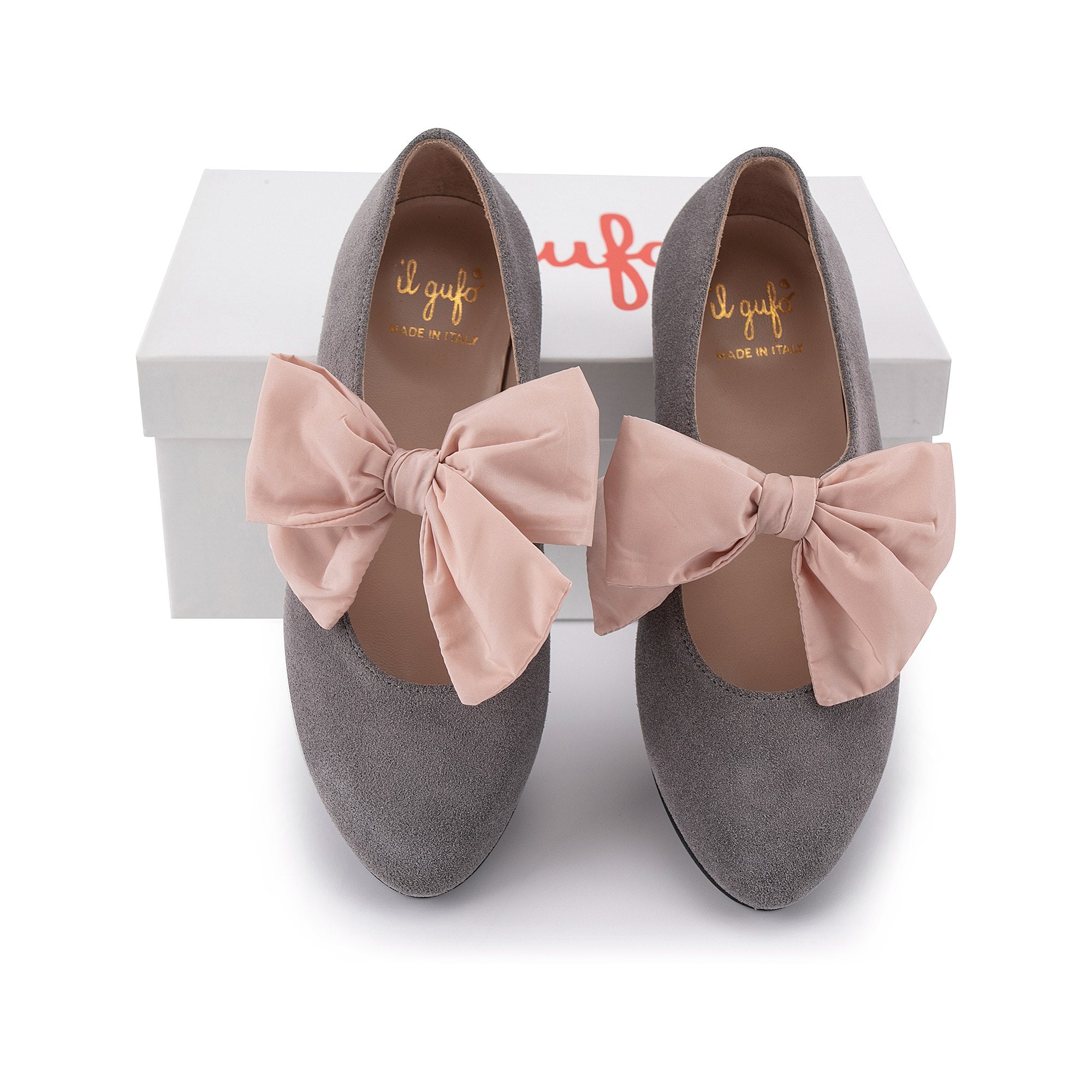 Girls Grey Bow-knot Flat Shoes