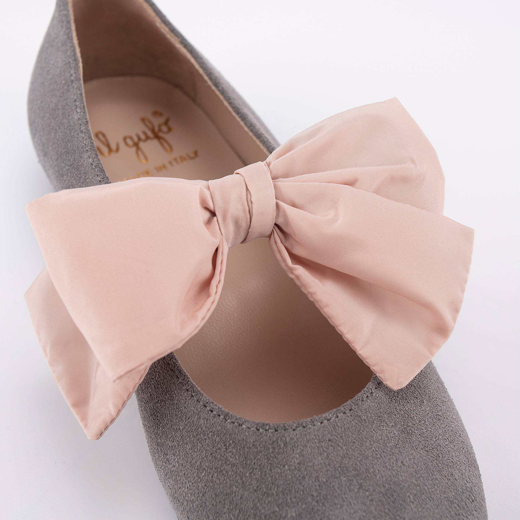 Girls Grey Bow-knot Flat Shoes