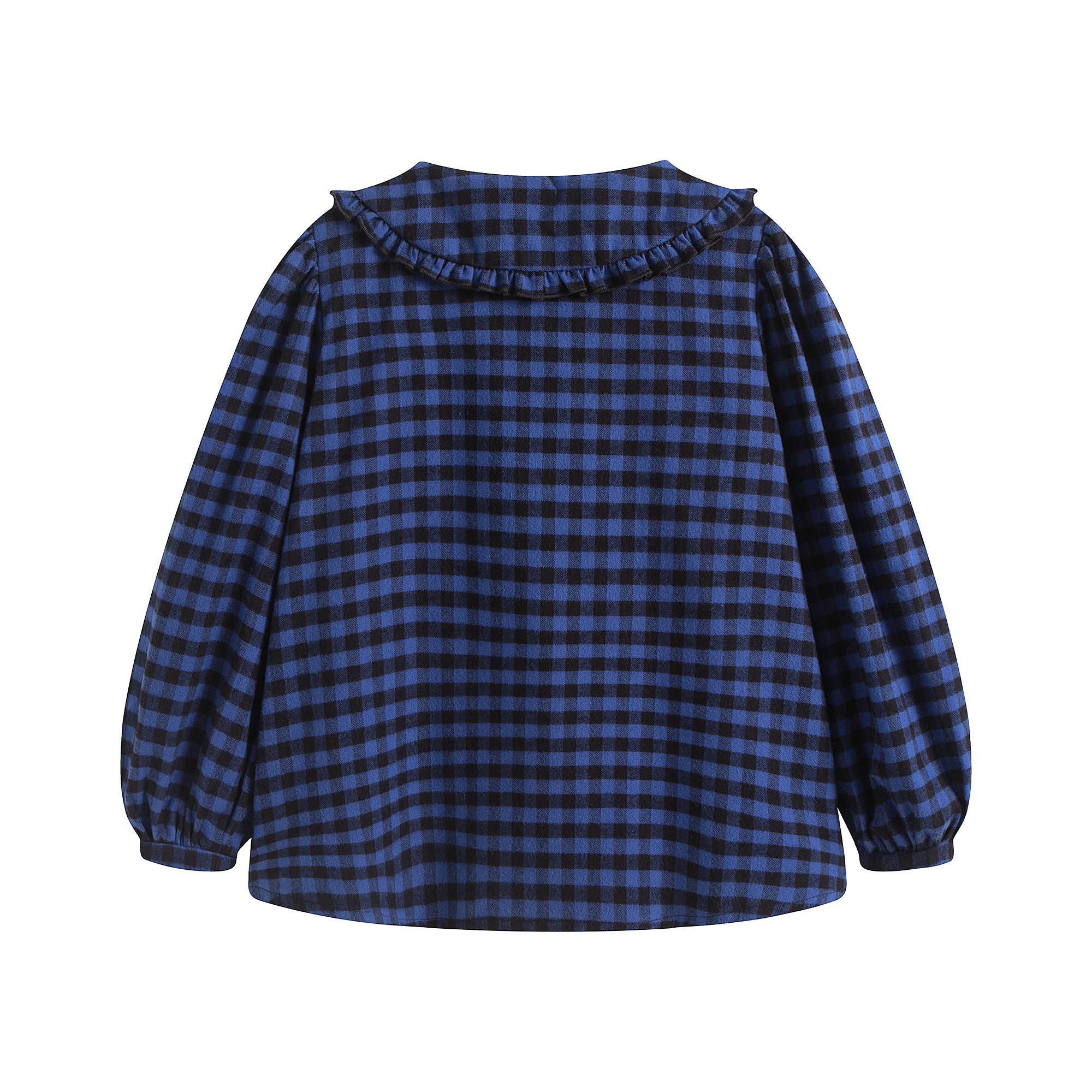 Girls Blue Check Cotton Top