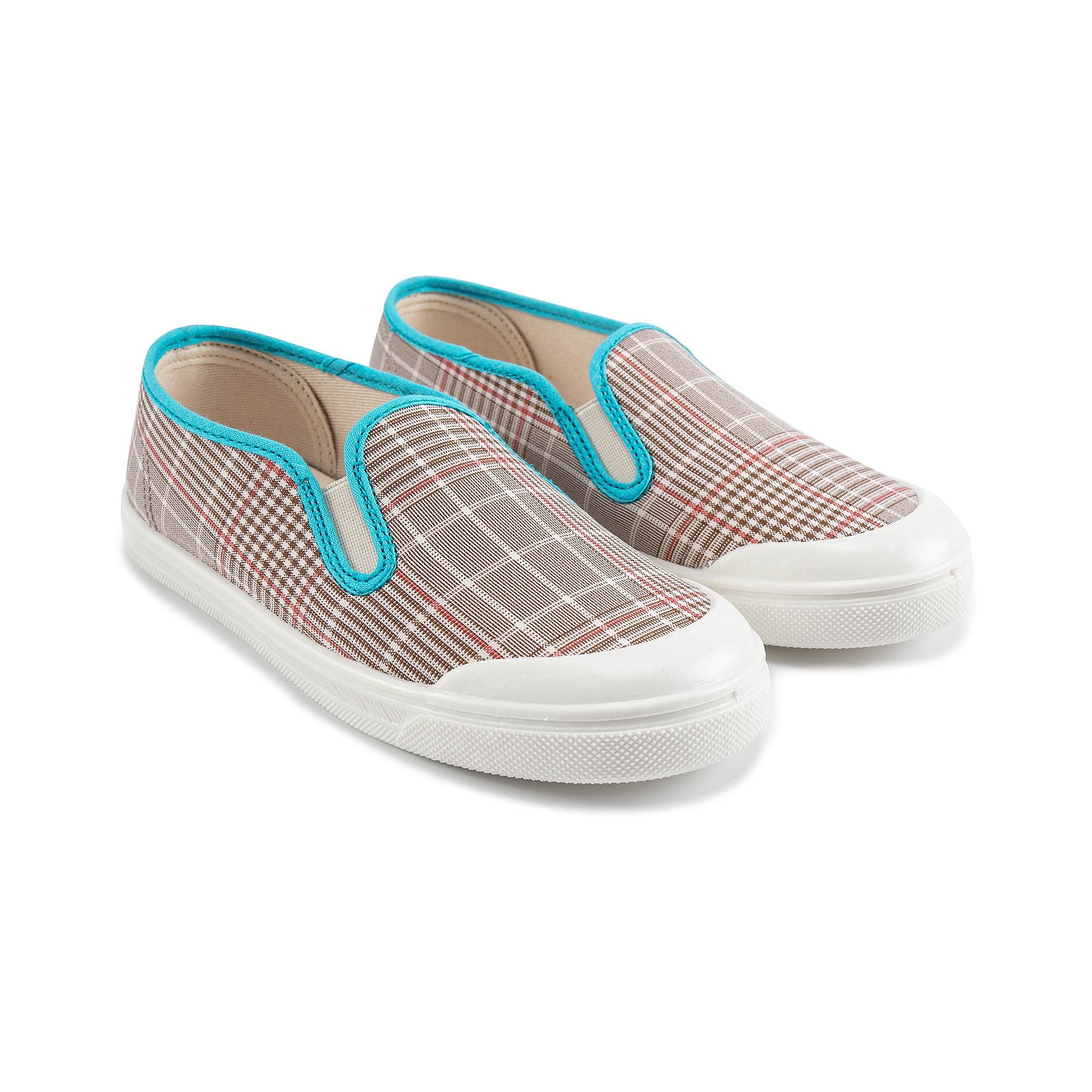 Boys & Girls Beige Check Shoes