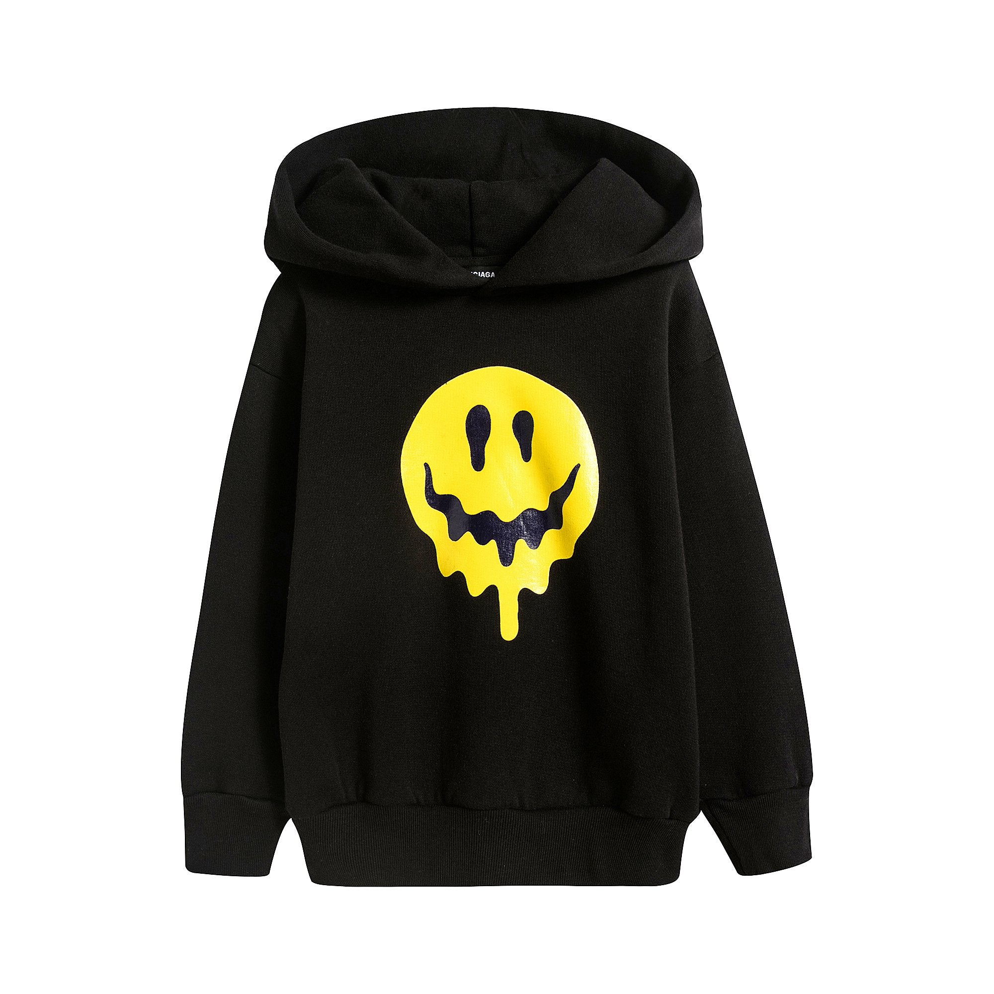 Boys & Girls Black Hooded Cotton Sweatshirt