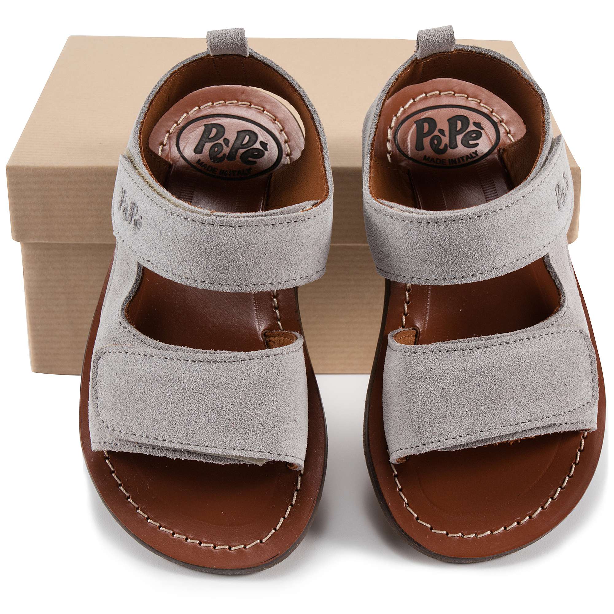 Boys & Girls Grey Leather Sandals