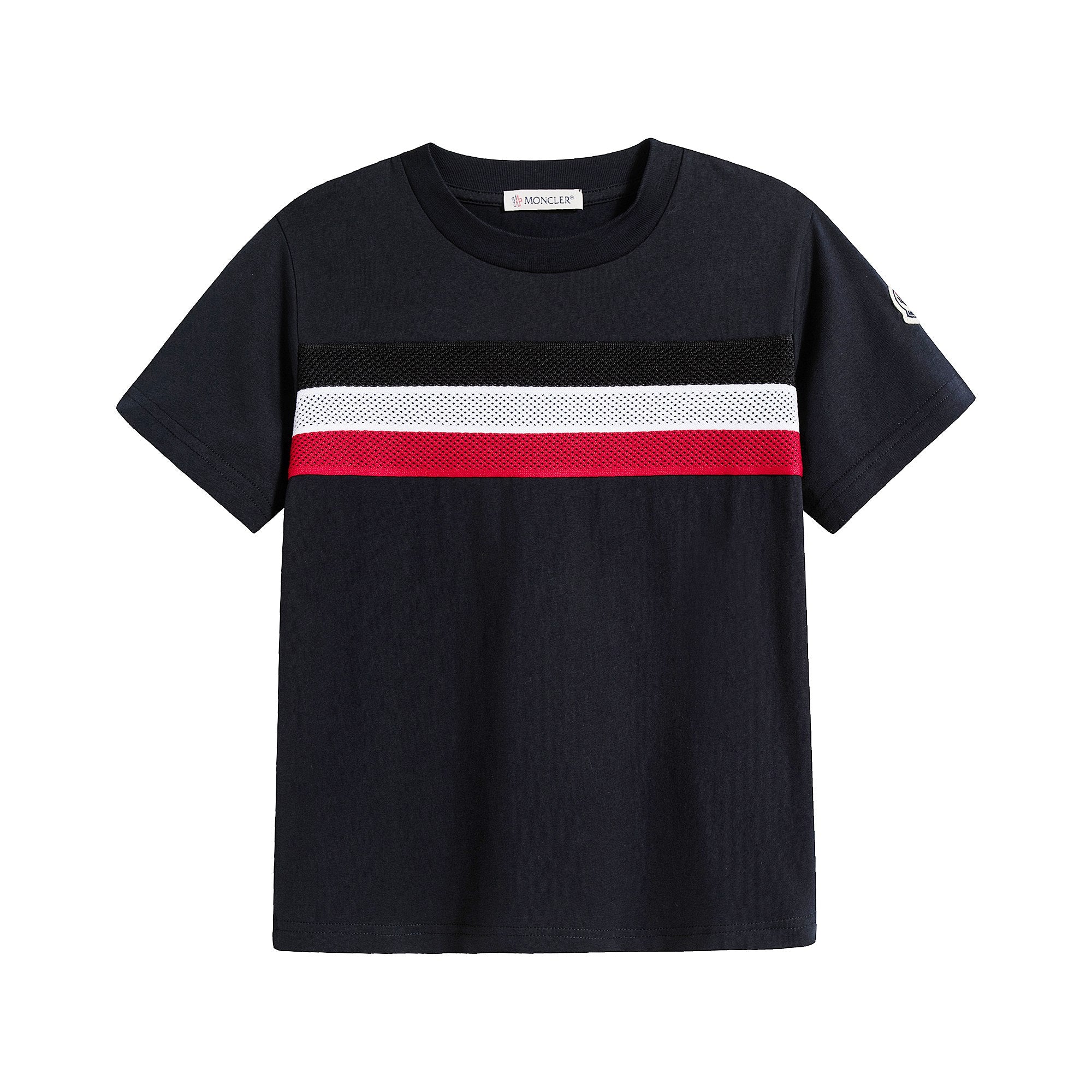 Boys Navy Striped Cotton T-Shirt