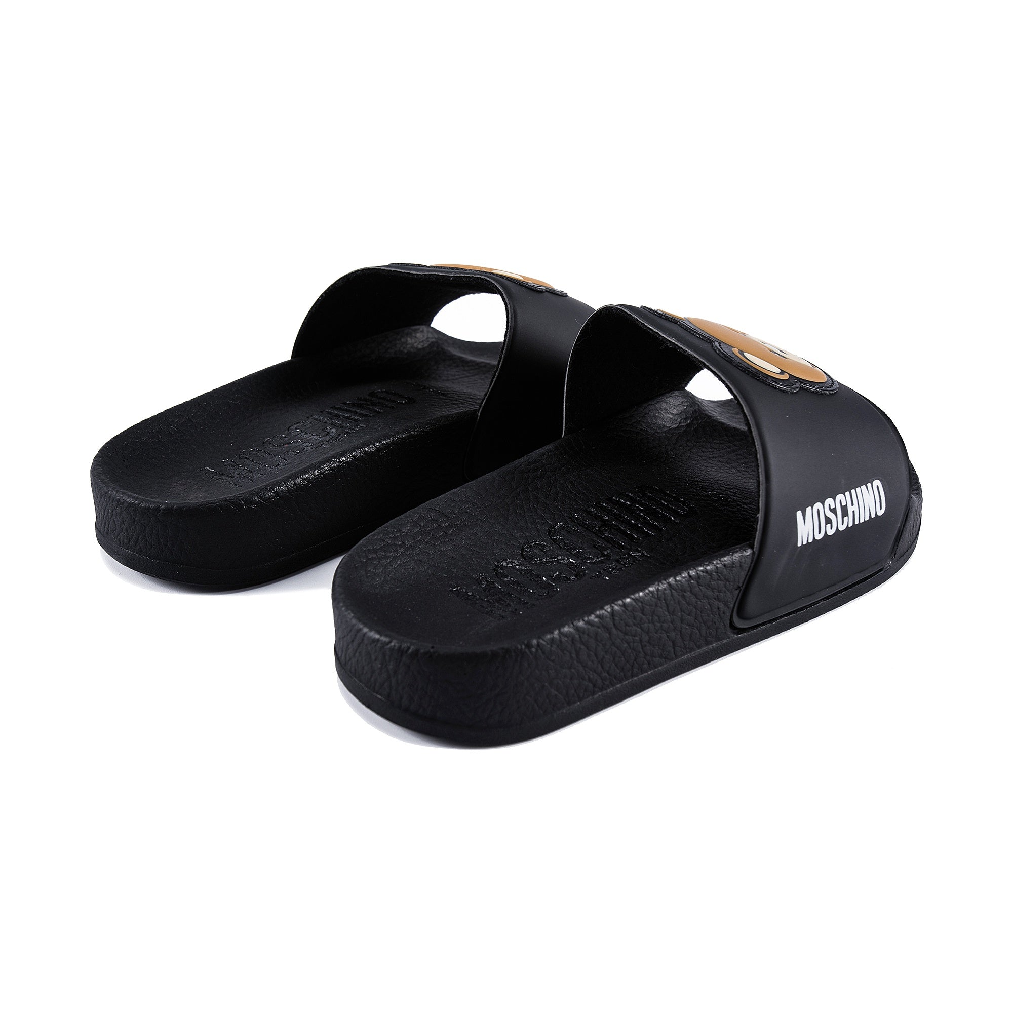 Boys & Girls Black Patch Teddy Slides