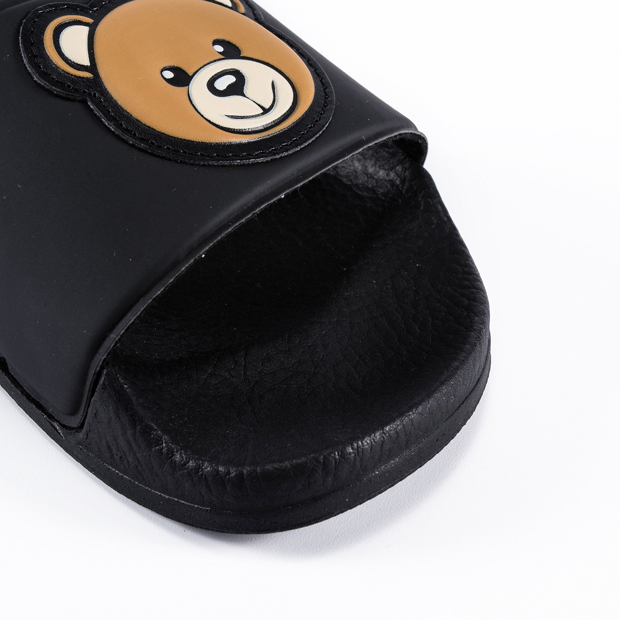 Boys & Girls Black Patch Teddy Slides