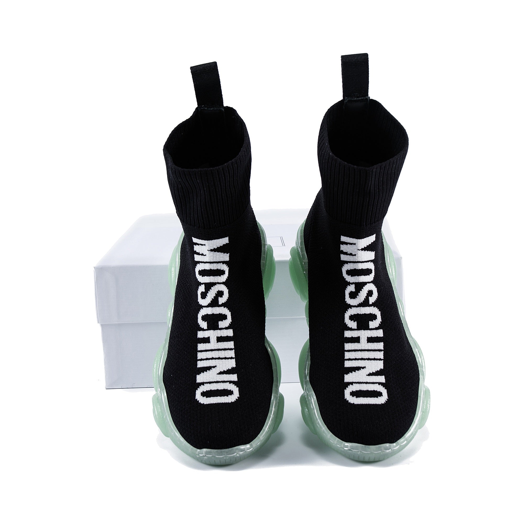 Boys Black Logo Hight Top Run Sock Sneakers